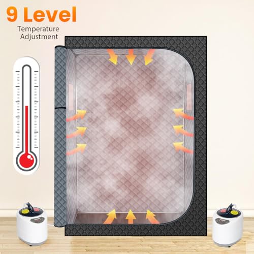 MIXC Portable Steam Sauna Box, Portable Sauna for Home, Person Sauna Tent Sauna Box at Home Spa with 2.6L & 1500W±10%, Remote Control, Folding Chair, Home Sauna for Gym,Pilates,Garage,Hot Tub