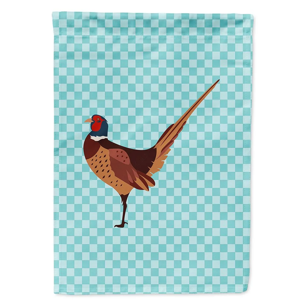 Carolines Treasures BB8104CHF Ring-necked Common Pheasant Blue Check Flag Canvas House Size , Large, multicolor