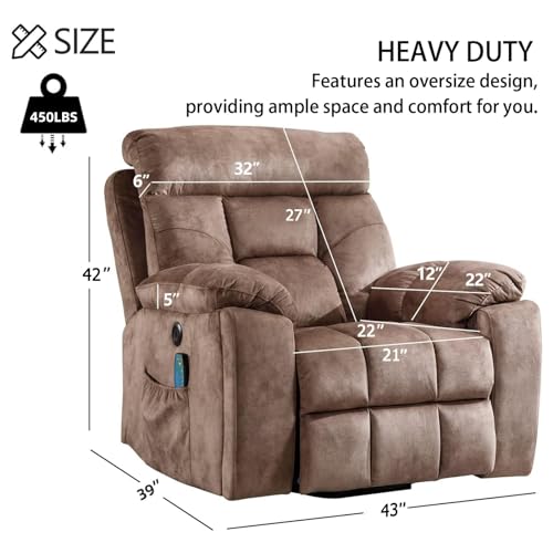 CANMOV Large Power Lift Recliner Chair with Massage and Heat for Elderly Big and Tall People, Overstuffed Wide Recliners with 2 Cup Holders, Side Pocket and USB Port, Camel