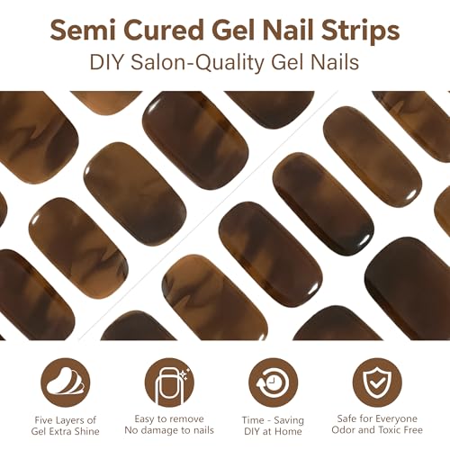 Semi Cured Gel Nail Strips-Easy Apply Christmas Gel Nail Stickers Holiday Semi Cured Manicure Strips with Sparkling Xmas Designs (Classic Yule)