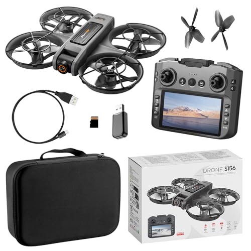 Drone with Camera for Adults, FPV HD Drones with LED Screen Controller with Brushless Motor Obstacle Avoidance Quadcopter S156 Mini Drones for Beginners, Stable Hover, One-Key Takeoff/Landing