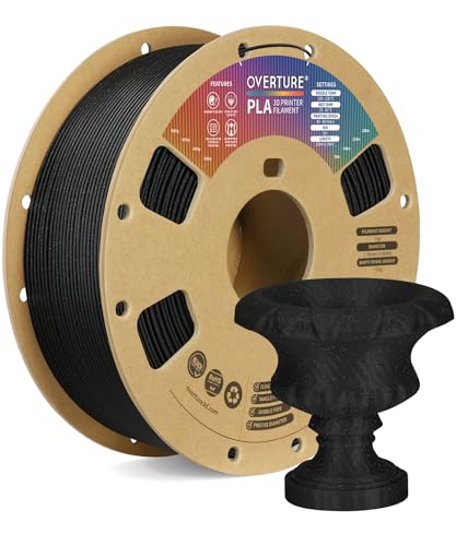OVERTURE PLA Filament 1.75mm PLA 3D Printer Filament, 2kg Cardboard Spool (4.4lbs), Dimensional Accuracy +/- 0.02mm, Fit Most FDM Printer (Black 2-Pack)