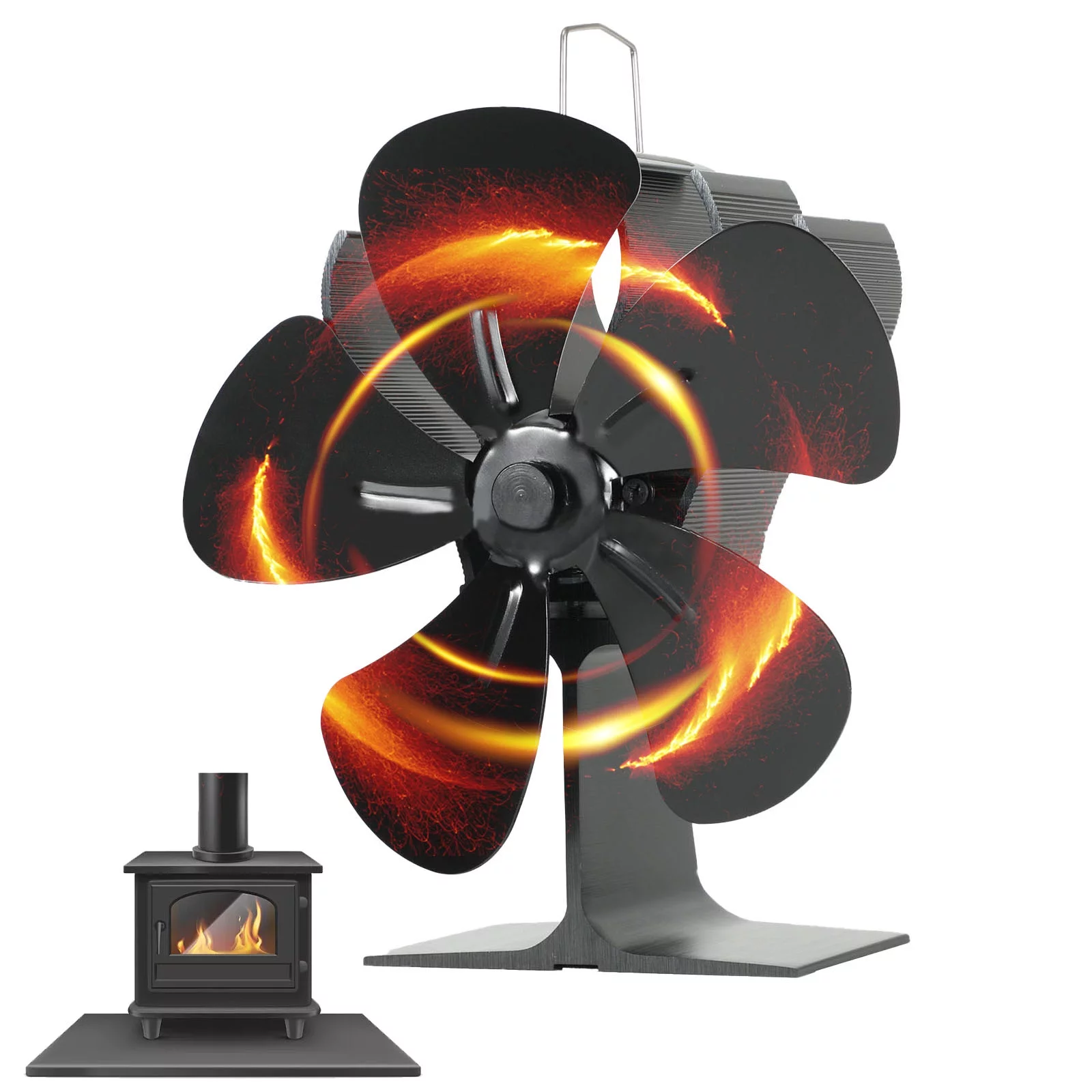 Goodhd 5 Blade Fireplace Fan Unpowered Quiet Operation for Fireplace