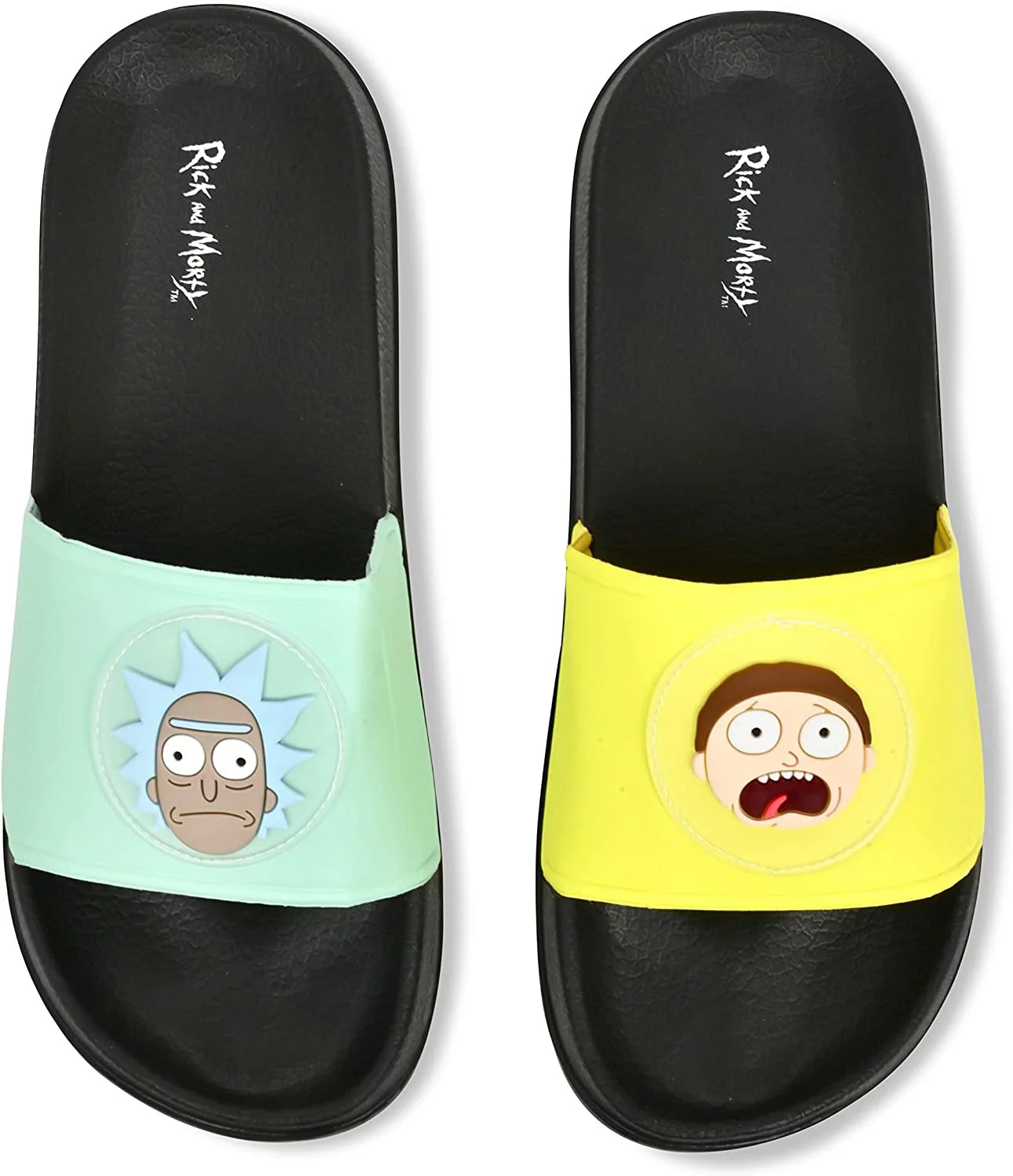 Rick and Morty Mens Slides, Casual Slip-On Sandals for Adults Multi – 10/11