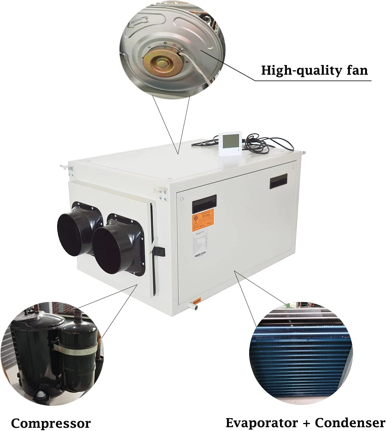 PreAsion Ceiling Dehumidifier Household Basement Dehumidifier Suspended Dryer 1200m³/h 110V 2200W