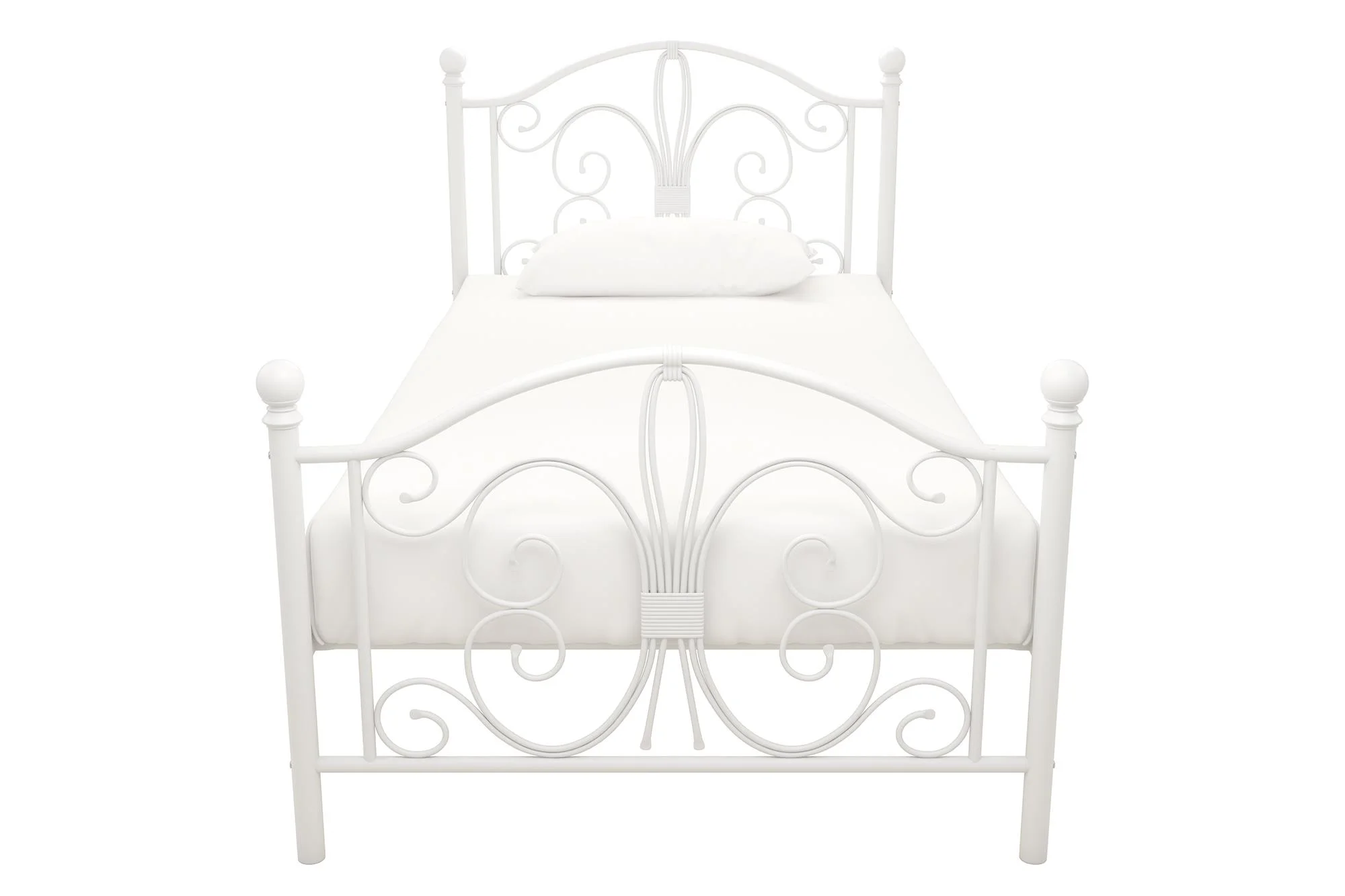 Desert Fields Bombay Metal Bed, White, Twin