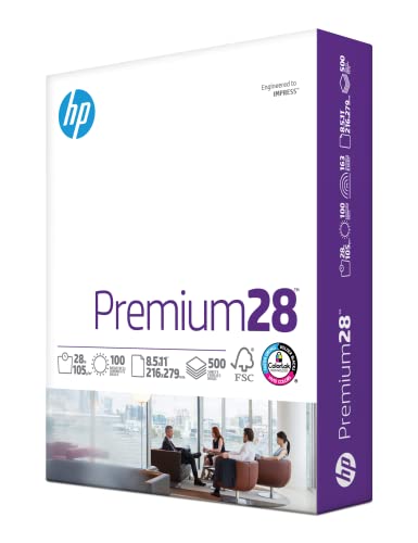 HP Paper Printer | 8.5 x 11 Paper | Premium 32 lb | 1 Ream - 500 Sheets | 100 Bright | Made in USA - FSC Certified | 113100R