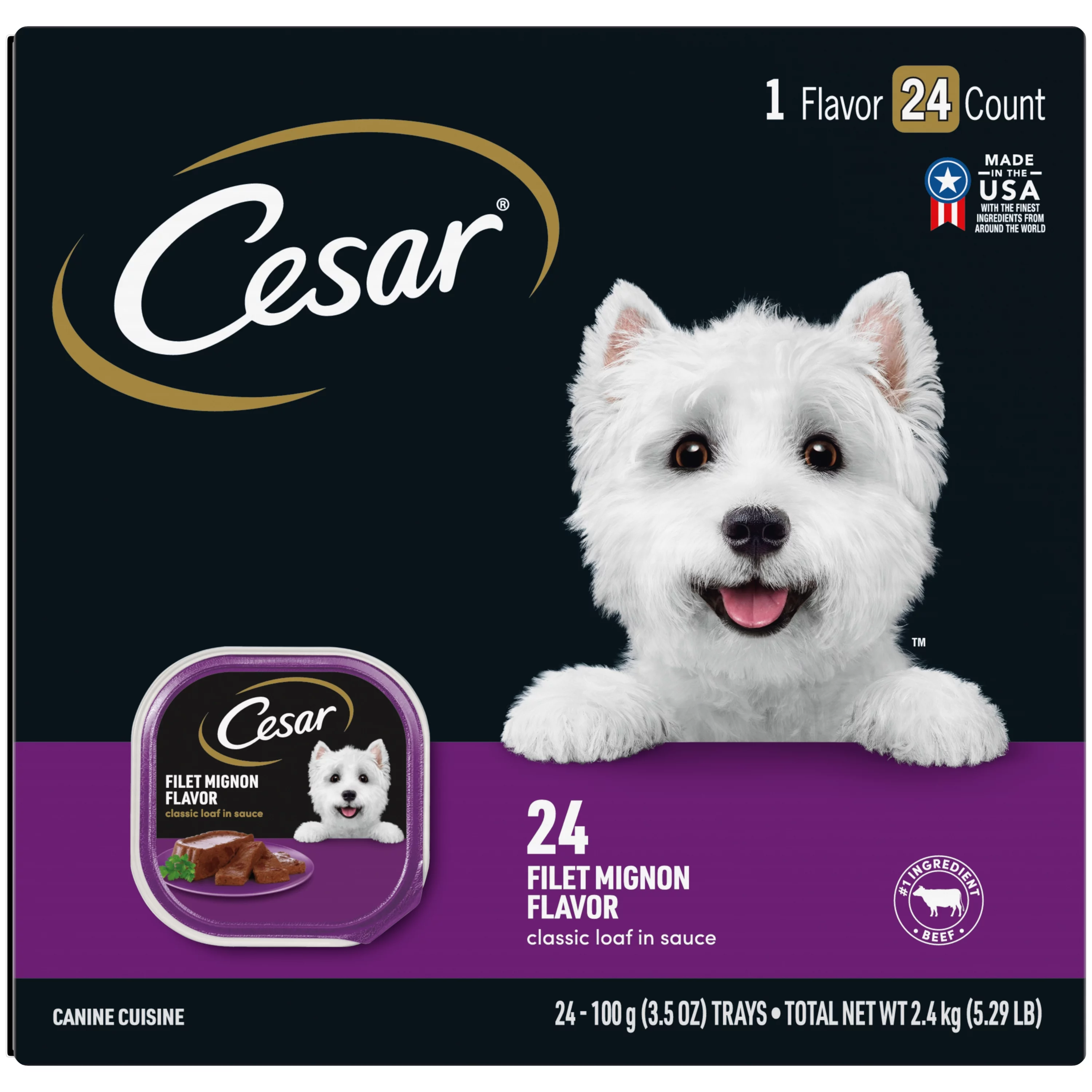 Cesar Classic Loaf In Sauce Filet Mignon Flavor Wet Dog Food, 3.5 Oz Trays (24 Pack)