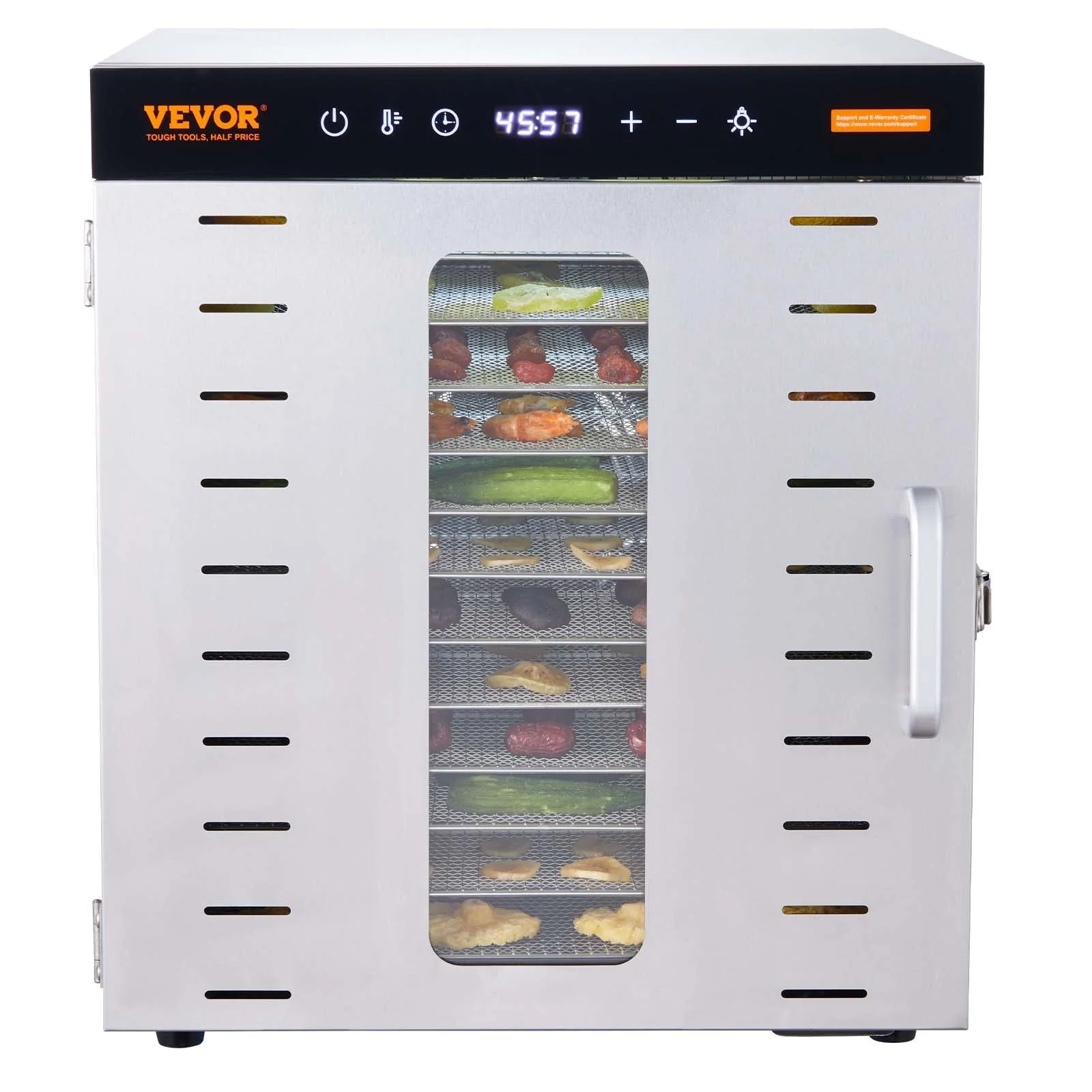 VEVOR Food Dehydrator Machine, 10 Stainless Steel Trays, 1000W Electric Food Dryer with Digital Adjustable Timer & Temperature for Jerky, Herb, Meat, Beef, Fruit, Dog Treats and Vegetables