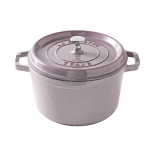 STAUB Cast Iron Dutch Oven 5.5-qt Round Cocotte, Made in France, Serves 5-6, Black Matte