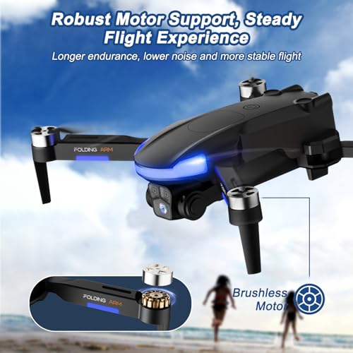 Drone with Camera for Kids, 1080P HD FPV Foldable Drones for Beginners, Brushless Motor Drone with Carrying Case, Long Flight Time, One Key Take Off/Land, Altitude Hold, 360° Flip, Obstacle Avoidance