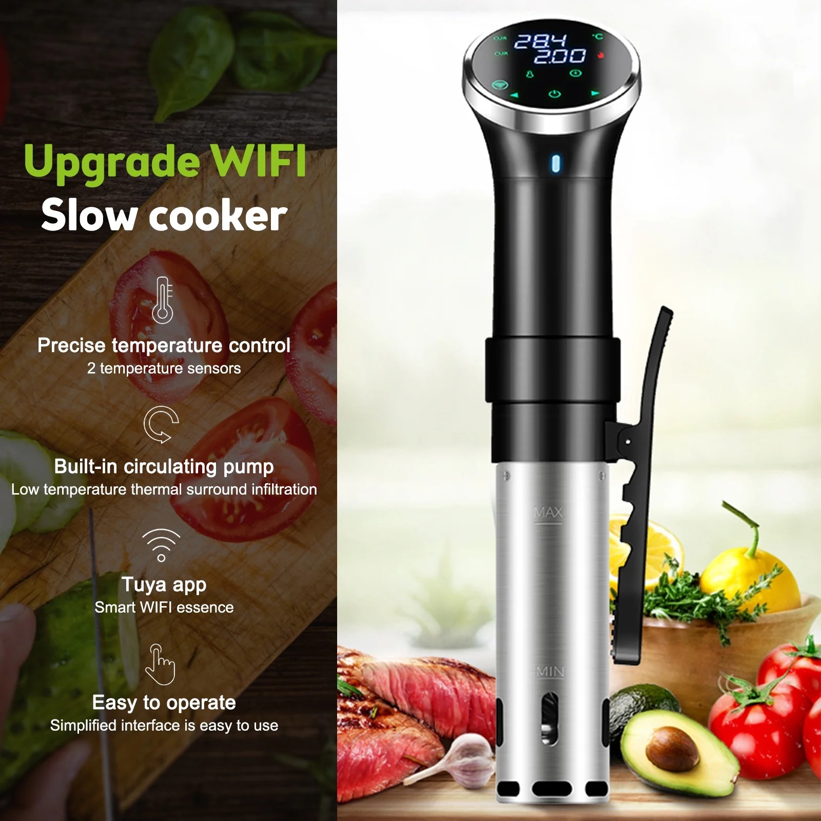 Pinnaco WiFi Sous Cooker Machine Immersion Circulator Precision Cooking Appliance for Accurate Temperature and Time Control in Your Kitchen