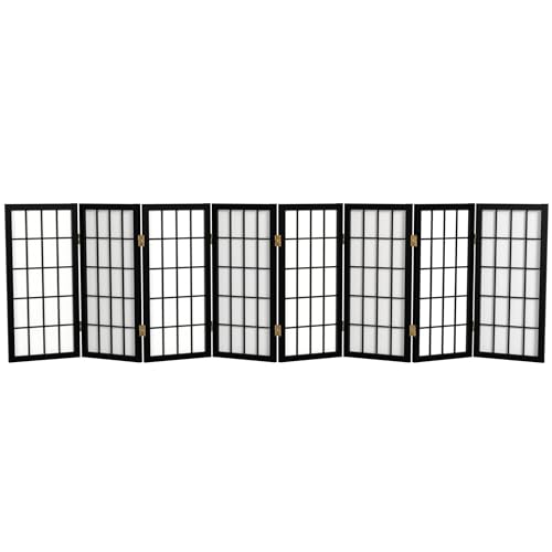 2 ft. Short Desktop Window Pane Shoji Screen - Rosewood - 3 Panels