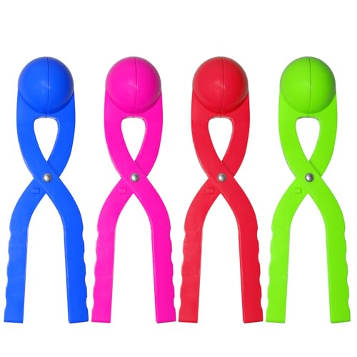 Snow Toys, Snowball Maker Snow Ball Shaper Molds with Handle for Kids Outdoor Indoor Winter Snowball Fight Maker Tool Clip Snow Games for Toddlers Boys Girls Ages 4 5 6 7 (Set of 2,Green,&Ocean Blue)