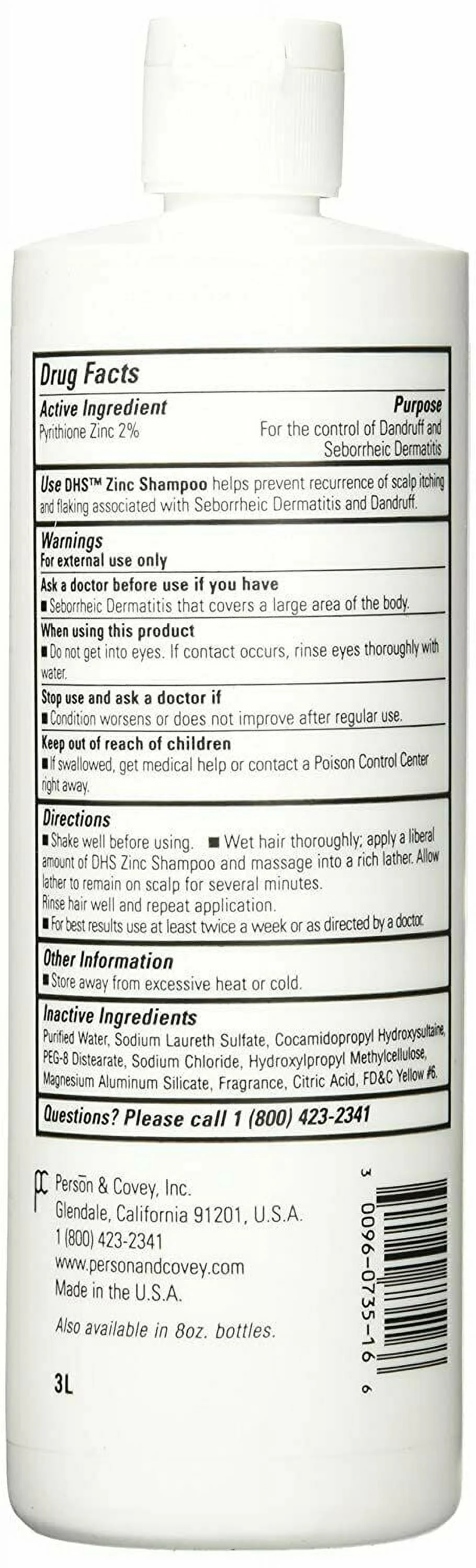 6 Pack DHS Zinc Therapeutic Shampoo 16 oz