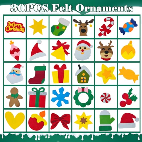 SOOVSY DIY Felt Christmas Tree Kit with Ornaments for Toddlers, Xmas Gifts Set for Kids Boys Girls, New Year Door Wall Hanging Decorations