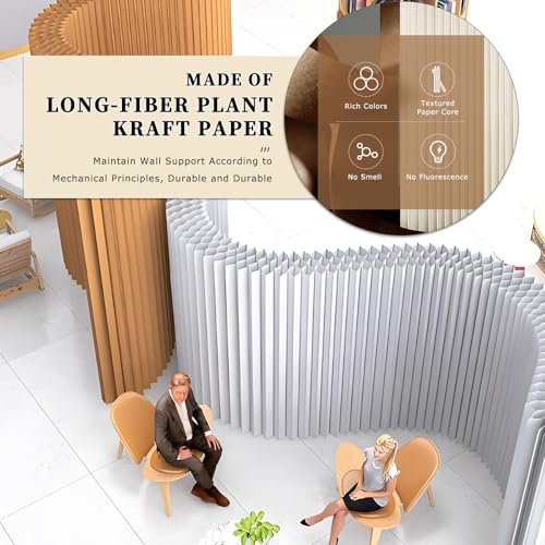 Paper Room Divider, Portable Room Dividers and Folding Privacy Screens, Divider for Room Separation, for Dorm Studio Office