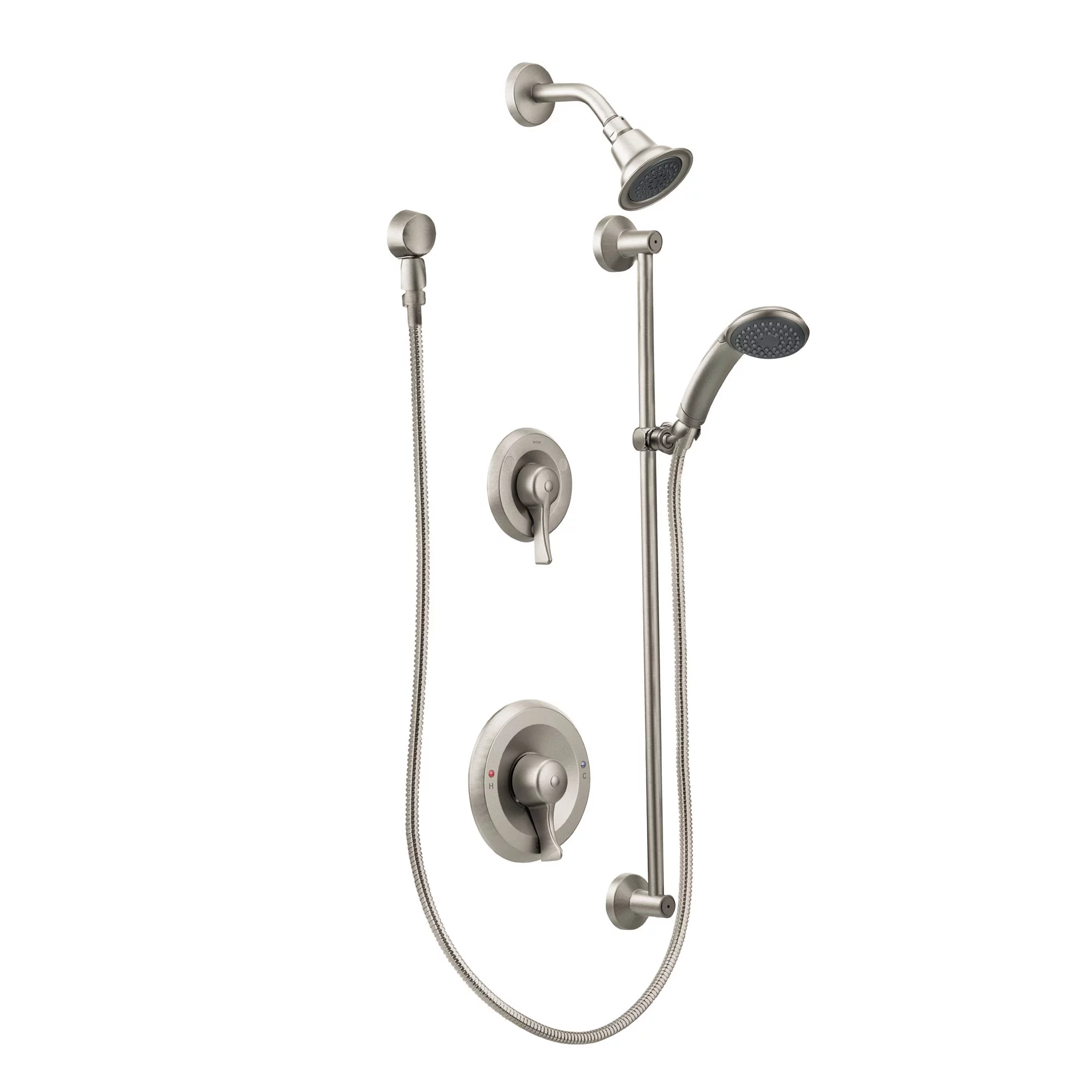 Moen T8342Cbn-8371Hd-L Moen Commercial Posi-Temp Bathtub And Shower Faucet Kit With Valve 8371Hd Brushed Nickel Lowe's Exclusive