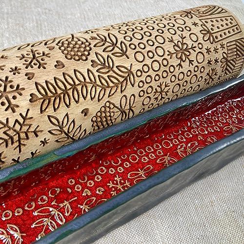 CHRISTMAS GIFTS EMBOSSING ROLLING PIN laser engraved with Christmas symbols CHRISTMAS GINGERBREAD COOKIES