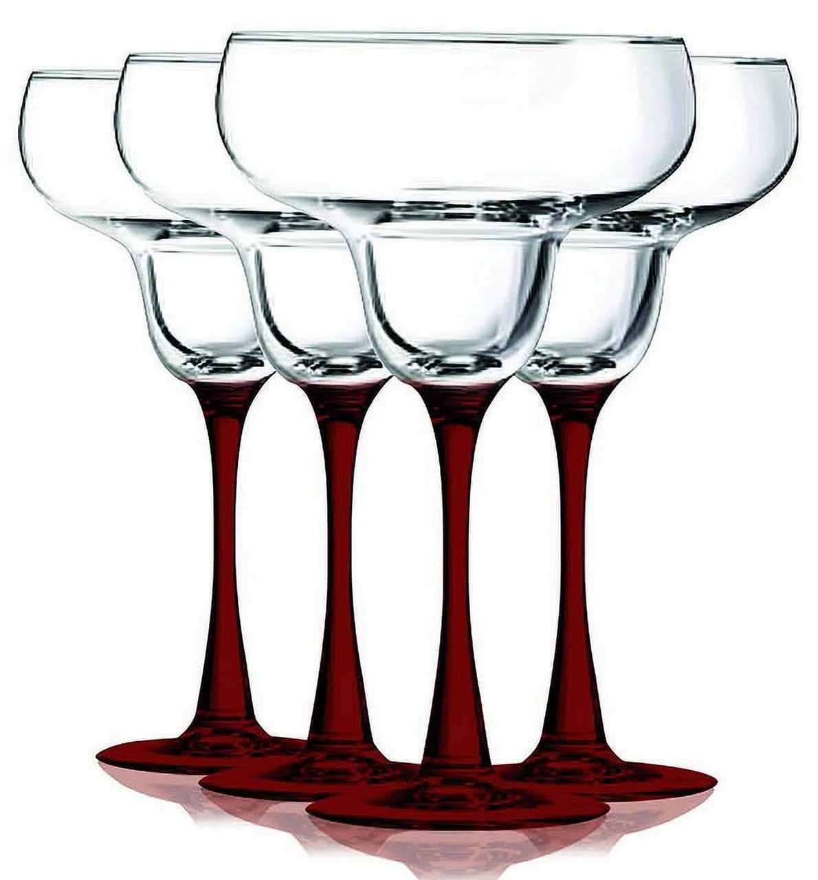 TableTop King 9.5 oz Wine Glasses, Stemmed Style, Bottom Accent, Red, Set of 4