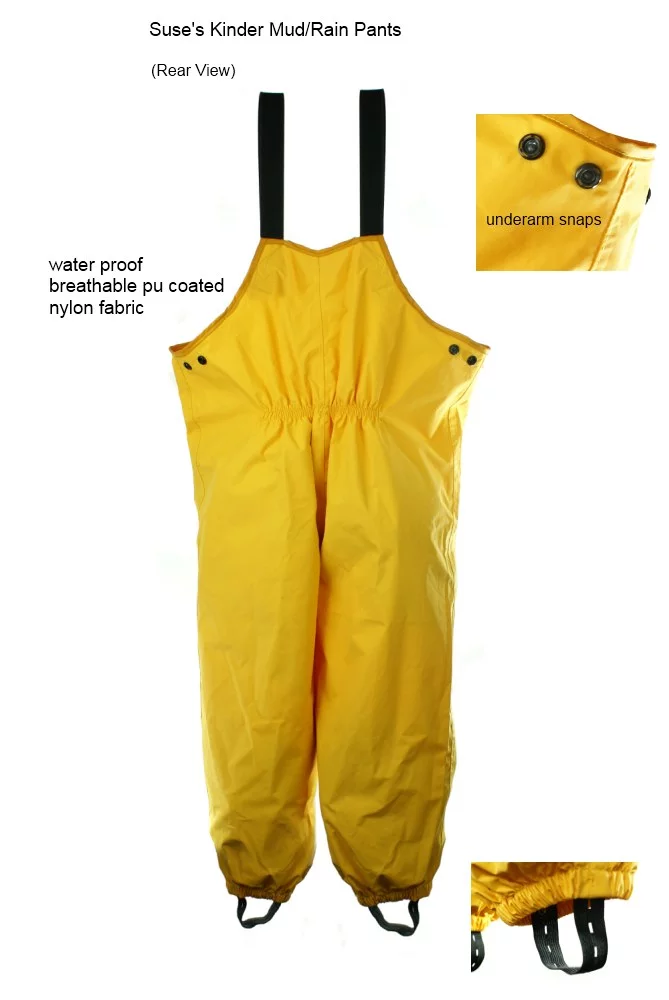Suse's Kinder Fleece Lined Rain Pants or Overalls for Kids