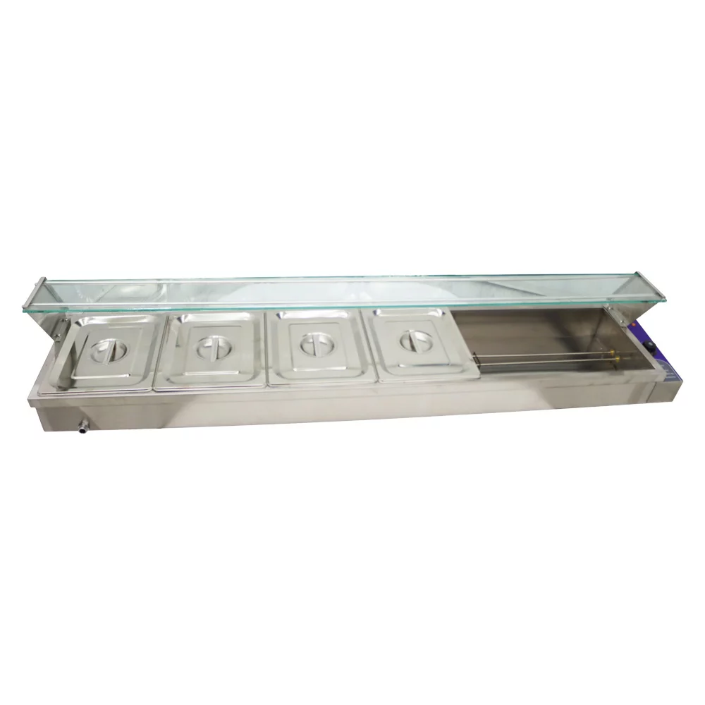 TECHTONGDA Electric Commercial Bain-marie Buffet Food Warmer Steam Table with Glass Guard 6-Pan