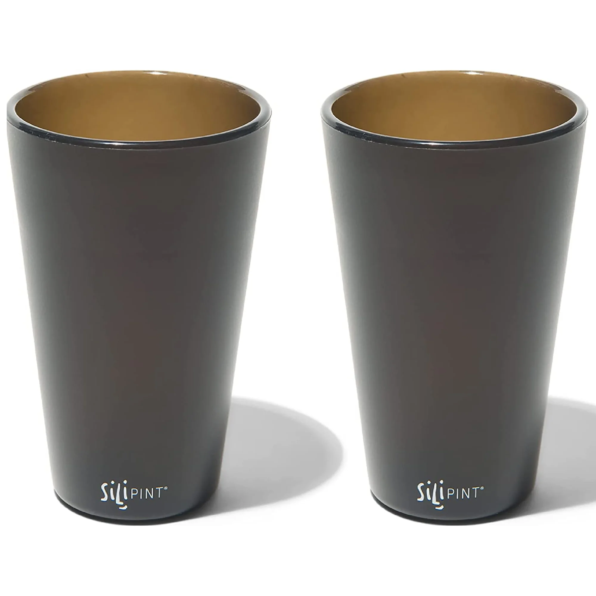 Silipint: Silicone Pint Glasses: 2 Pack Smoke - 16oz Unbreakable Cups, Flexible, Hot/Cold, Non-Slip Easy Grip, Reusable