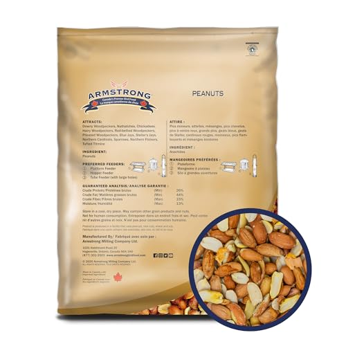 Armstrong Wild Bird Food Shelled Peanut Halves Bird Seed, 20 Pounds - for Downy Woodpeckers, Red-Breasted Nuthatches and Black-Capped Chickadees for Outside Feeders