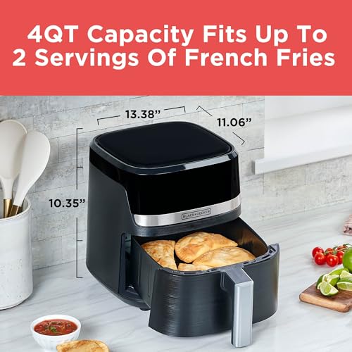 BLACK+DECKER Purifry 2QT Air Fryer, Crispy Deep Fried Taste without the Fat, Plus Bake, Dehydrate, and Keep Food Warm, Digital Touchscreen and Auto Shut-Off