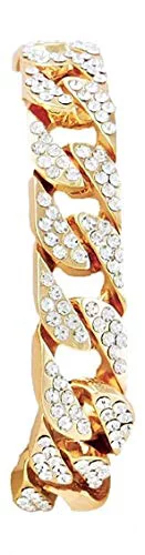 Charles Raymond The Virgin of Guadalupe Blessed Dial - Mens Hip Hop Metal Timepiece - Blood Red Baguettes and Clear Rhinestones on Trim w/Iced Cuban Bracelet - (ST10361BC Gold)