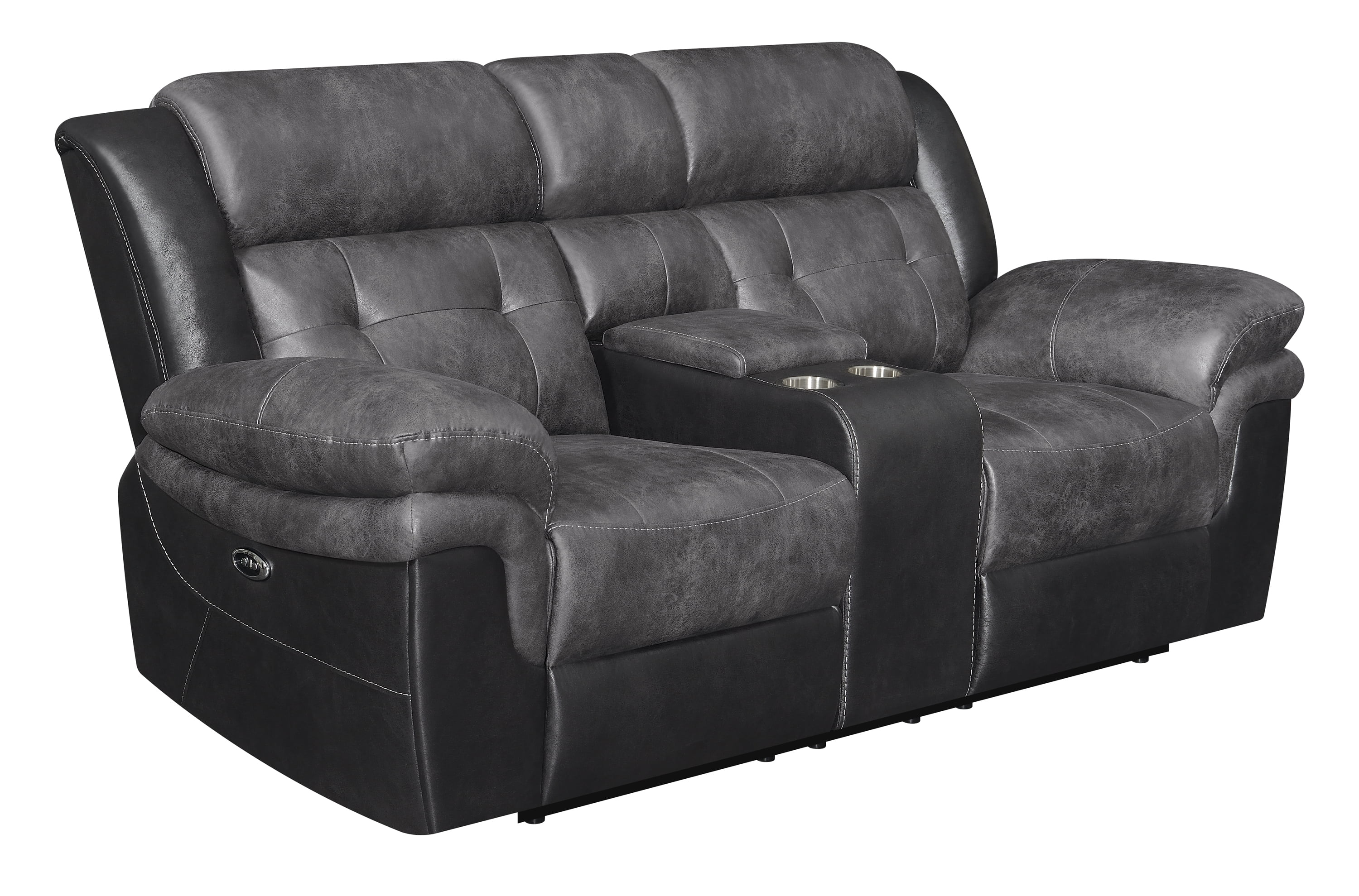 Saybrook Tufted Cushion Power Loveseat Charcoal and Black