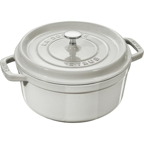 STAUB Cast Iron Dutch Oven 5.5-qt Round Cocotte, Made in France, Serves 5-6, Black Matte