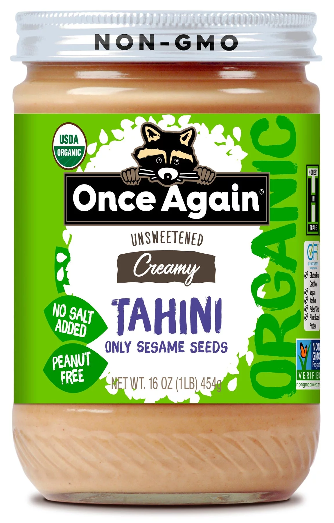 Once Again Organic Unsweetened Tahini Creamy Sesame Seed -- 16 oz Pack of 2