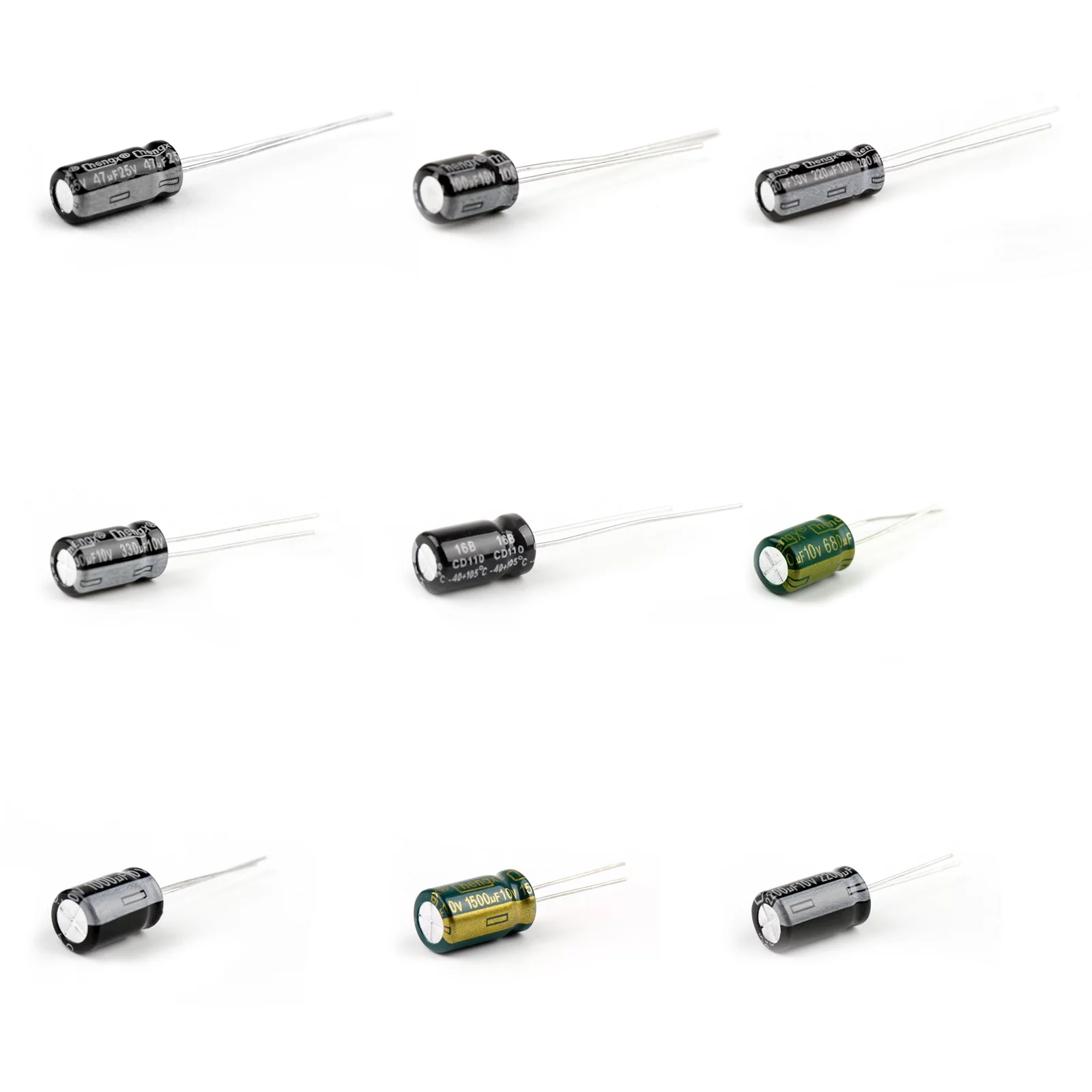 Motor Genic Radial Electrolytic Capacitor - Wide Range Of Values & Voltages 47 to 2200uF 10V