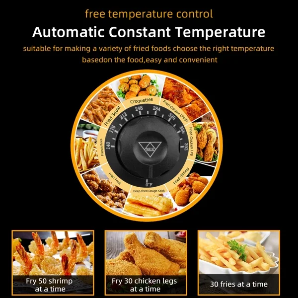 SYTHERS Electric Deep Fryer,EH102V 16.9QT/16L Total Capacity 24.9QT/23.6L Stainless Steel Faucet Double Tank Deep Fryer 3400W MAX (8L 8L Big Blue/Large Handle)