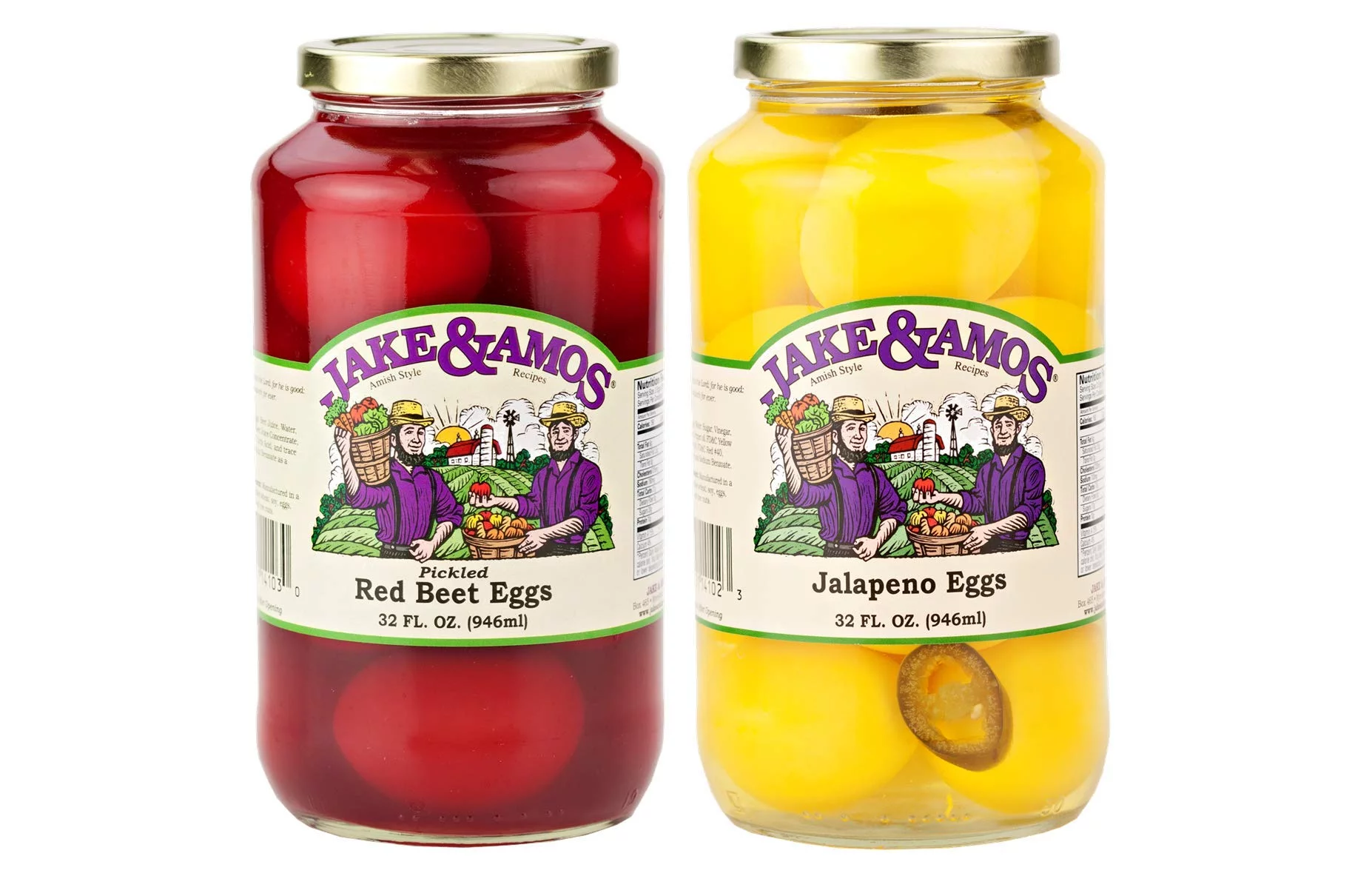Jake & Amos Red Beet & Jalapeno Pickled Eggs Variety 2-Pack, 34 oz. Jars