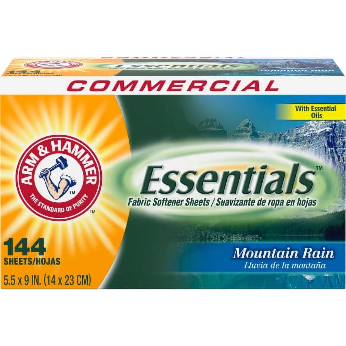 Arm & Hammer 33200-00102 144 Sheets/Box Essential Dryer Sheets - Mountain Rain (6 Boxes/Carton)
