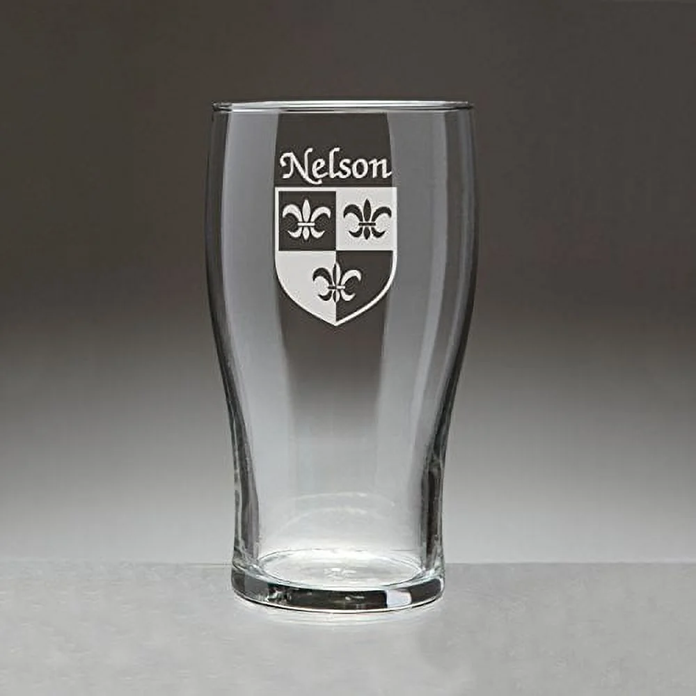 Nelson Irish Coat of Arms Tavern Glasses - Set of 4 (Sand Etched)
