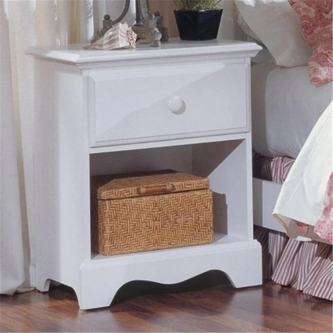 Carolina Furniture 412100 Cottage One Drawer Nightstand Bedside Table In White
