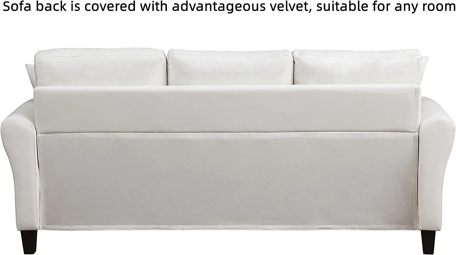 SZLIZCCC Cream Velvet Sofa Three Seater Couch，78 inches Long Sofas,Soft Sitting Sofa，Couches for Living Room, Apartment, Bedroom