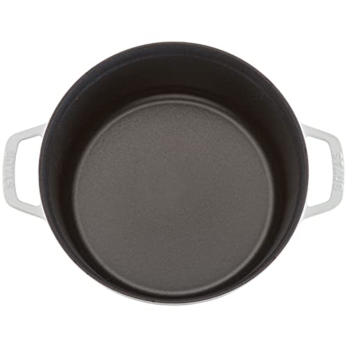 STAUB Cast Iron Dutch Oven 5.5-qt Round Cocotte, Made in France, Serves 5-6, Black Matte