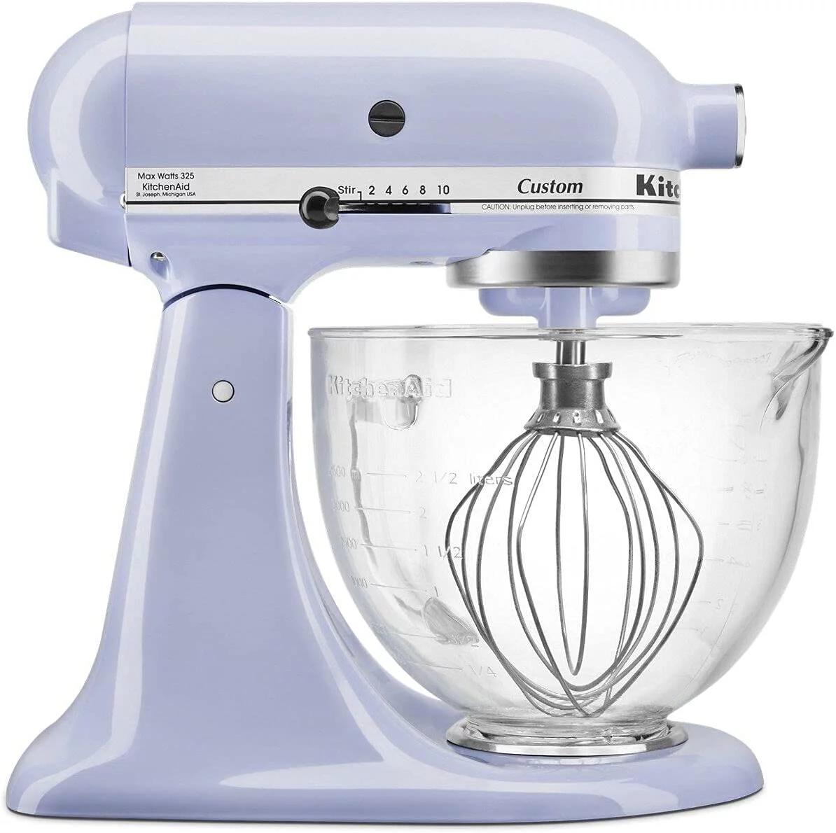 KitchenAid 5-Quart Tilt Head Stand Mixer With Flex Edge Beater Glass Bowl Lavender Cream