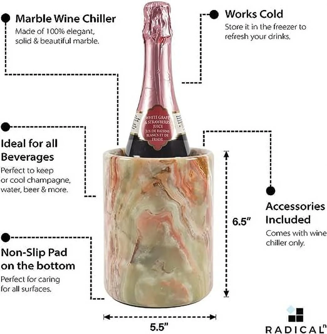 Wine Chiller Tabletop Handmade Marble Wine Chillers - 5x5x6.5 Inch" Tall Portable Home & Kitchen Decoration - Champagne Cooler Best for Utensil, Flower Vase & Stationery Holders (GZ-03)