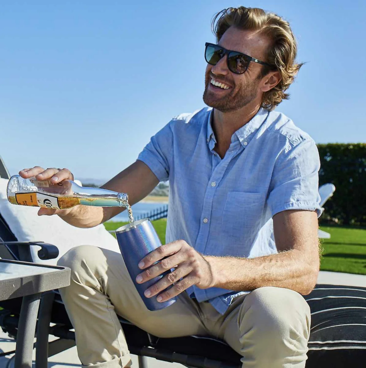 Stainless Steel Beer Glass Set, Set of 2 - Shimmer White