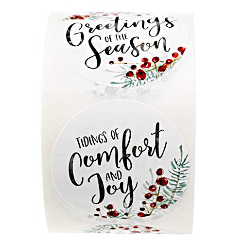 Brown Kraft Holiday Pine Stickers / 500 Classic Christmas Stickers / 6 Alternating Rustic Winter Holiday Labels / 1.5