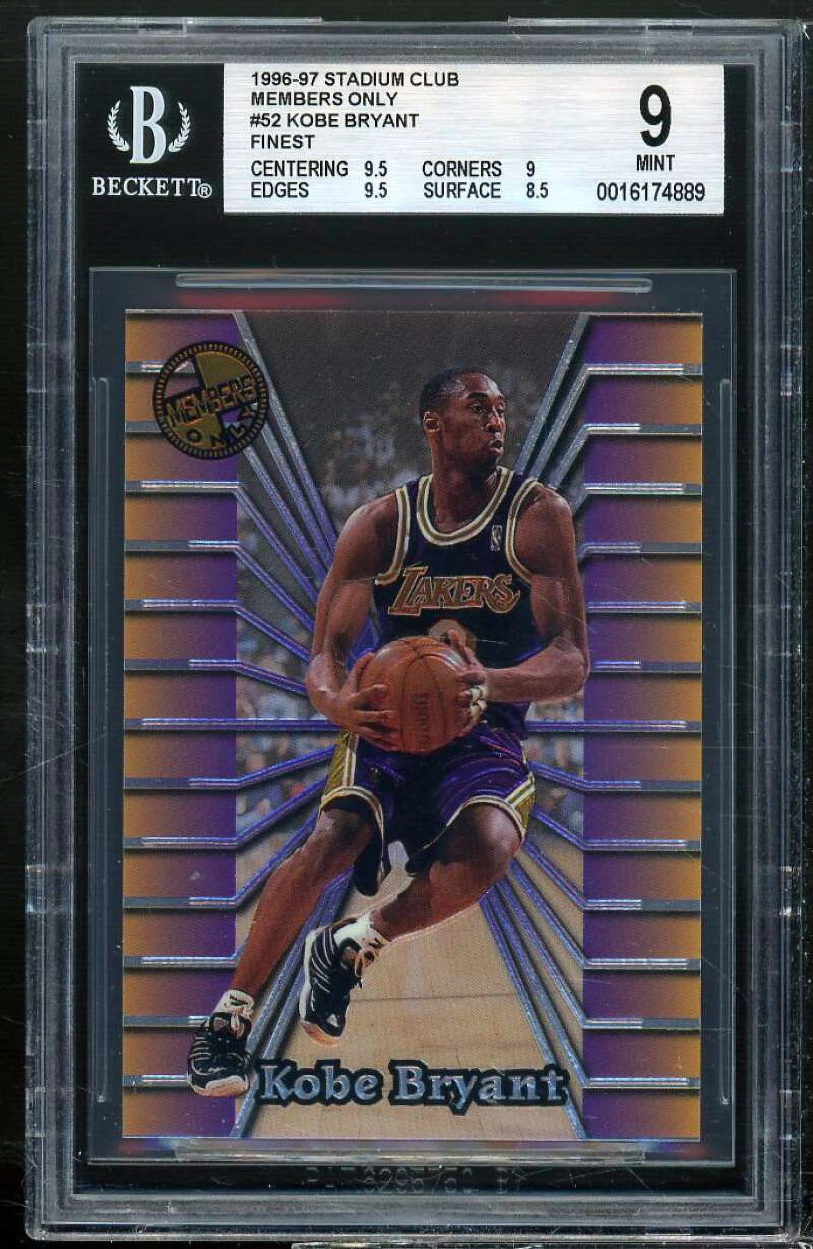 Kobe Bryant Rookie Card 1996-97 Stadium Club MO Finest #52 BGS 9 (9.5 9 9.5 8.5)