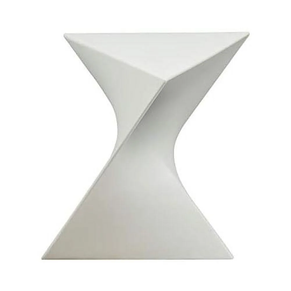 Modern Plastic Triangle End Table In White - Set Of 2