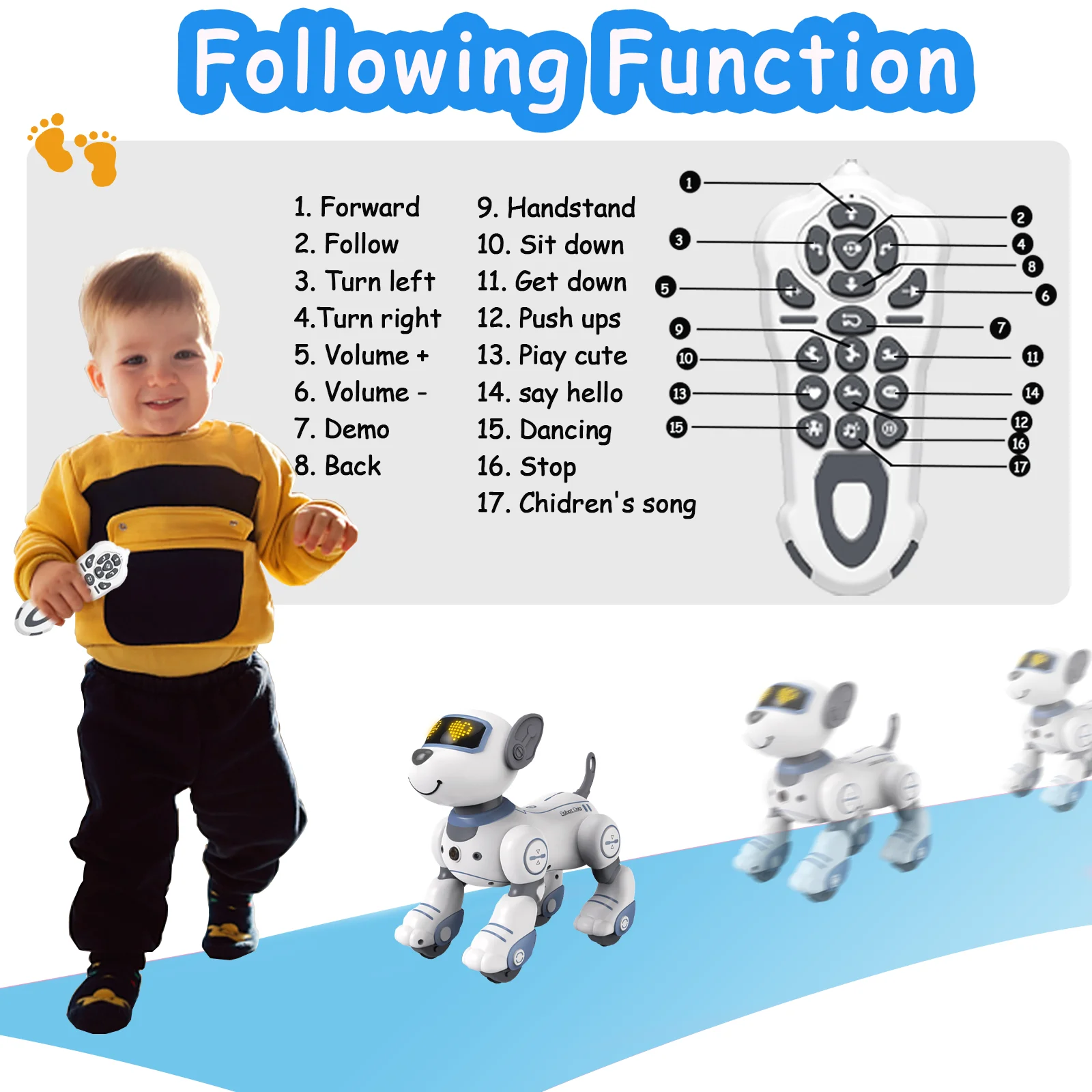 Robot Dog,Robot Dog Toy For Kids, With Interactive Touch Sensors Robot Pet, Ntelligent Dog With Programming Mode, Robotic Puppy Toy Gift For Kids Boys & Girls, Perfect For Kids Ages 3+
