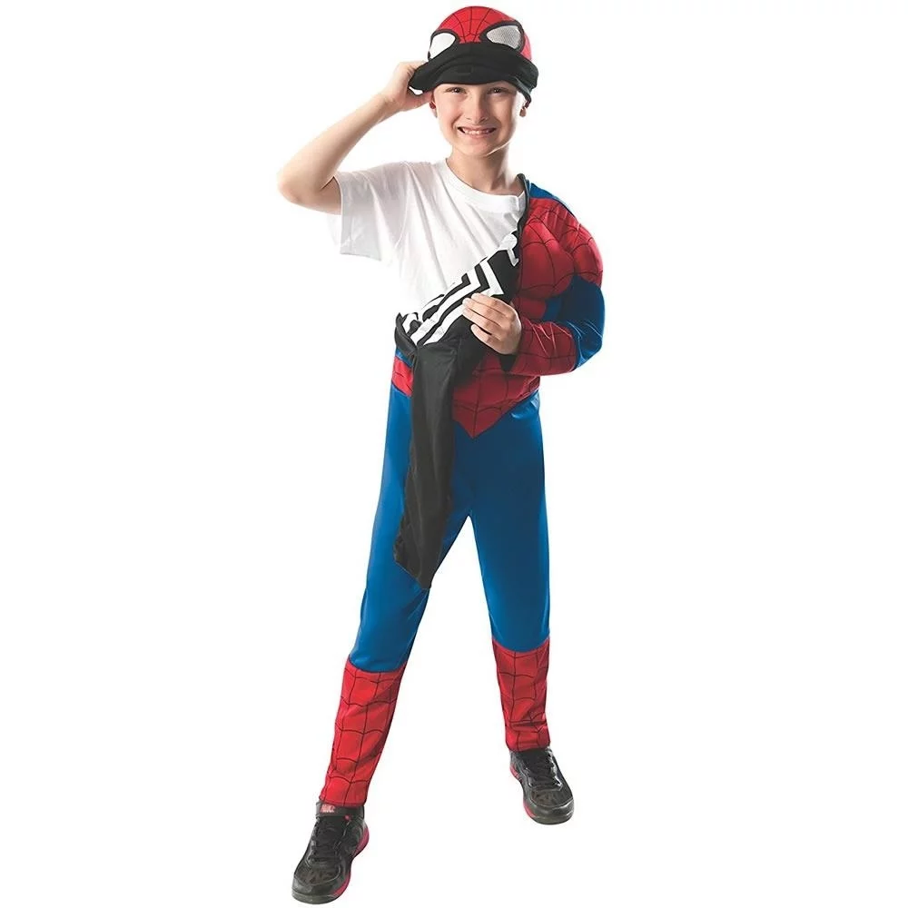 Boy's 2 in 1 Reversible Muscle Chest Spider-Man Halloween Costume
