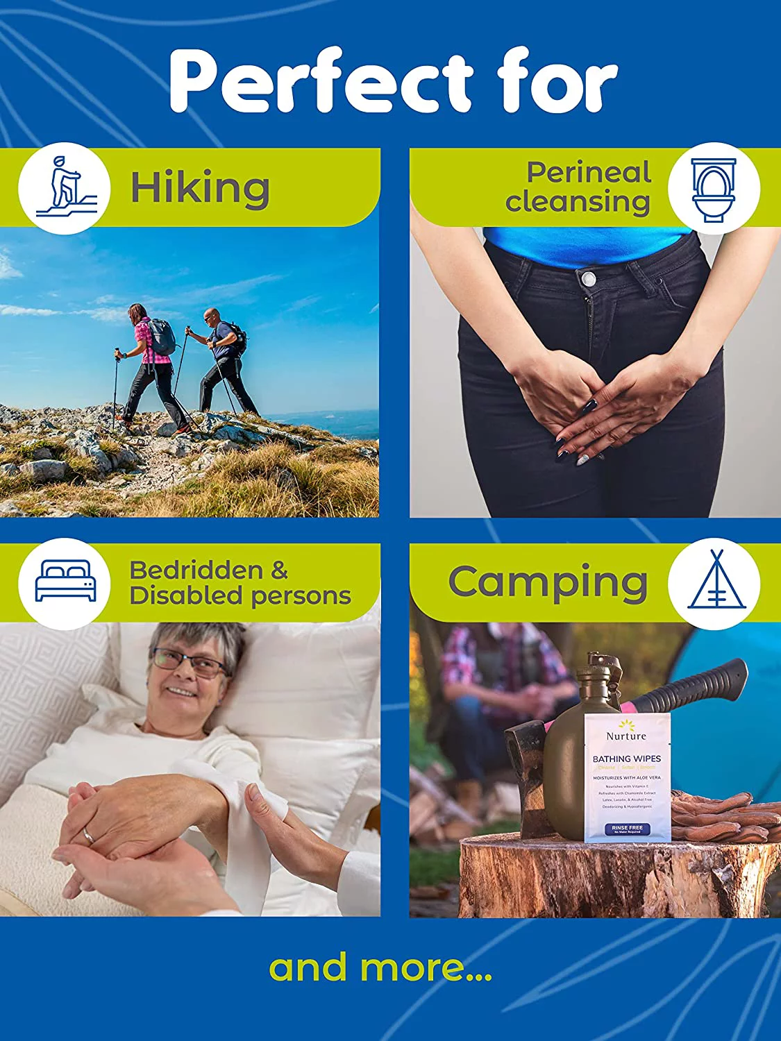 Nurture Valley Rinse Free Bathing Wipes Aloe Vera + Vitamin E (40 Travel Packs)